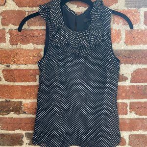 J. Crew 00 Ruffle Silk Navy Polka Dot Tank Top